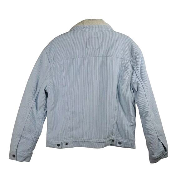 Levi's Corduroy Ex-Boyfriend Sherpa Trucker Jacket Light Ice Baby Blue Medium - Picture 8 of 8